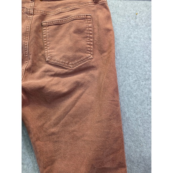 LOFT Kick Crop Jeans Terracotta Brown High Rise Raw Hem Flare Pants Womens 30/10 - Picture 15 of 16